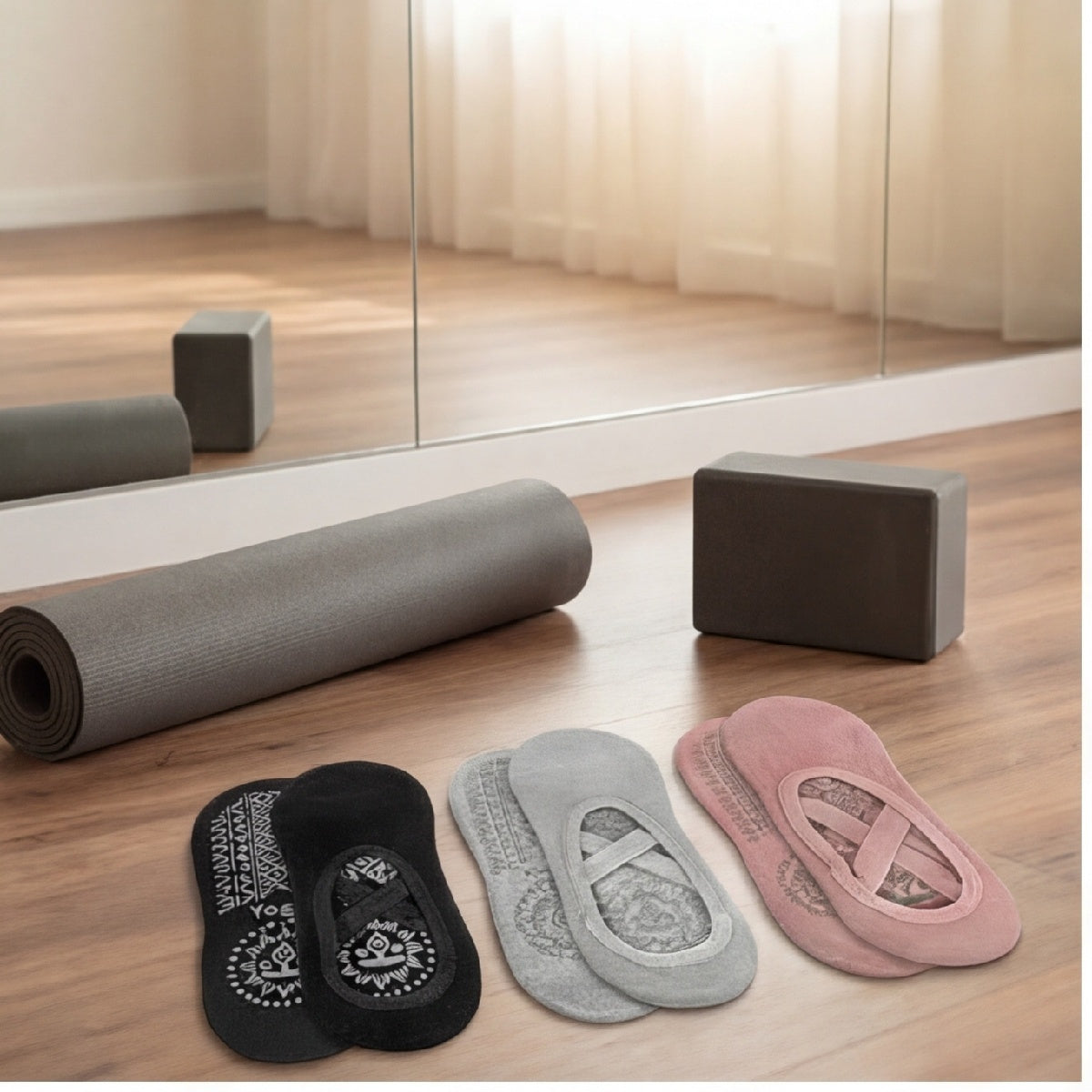 Chaussettes de Yoga Antidérapantes - Lot de 3 Paires